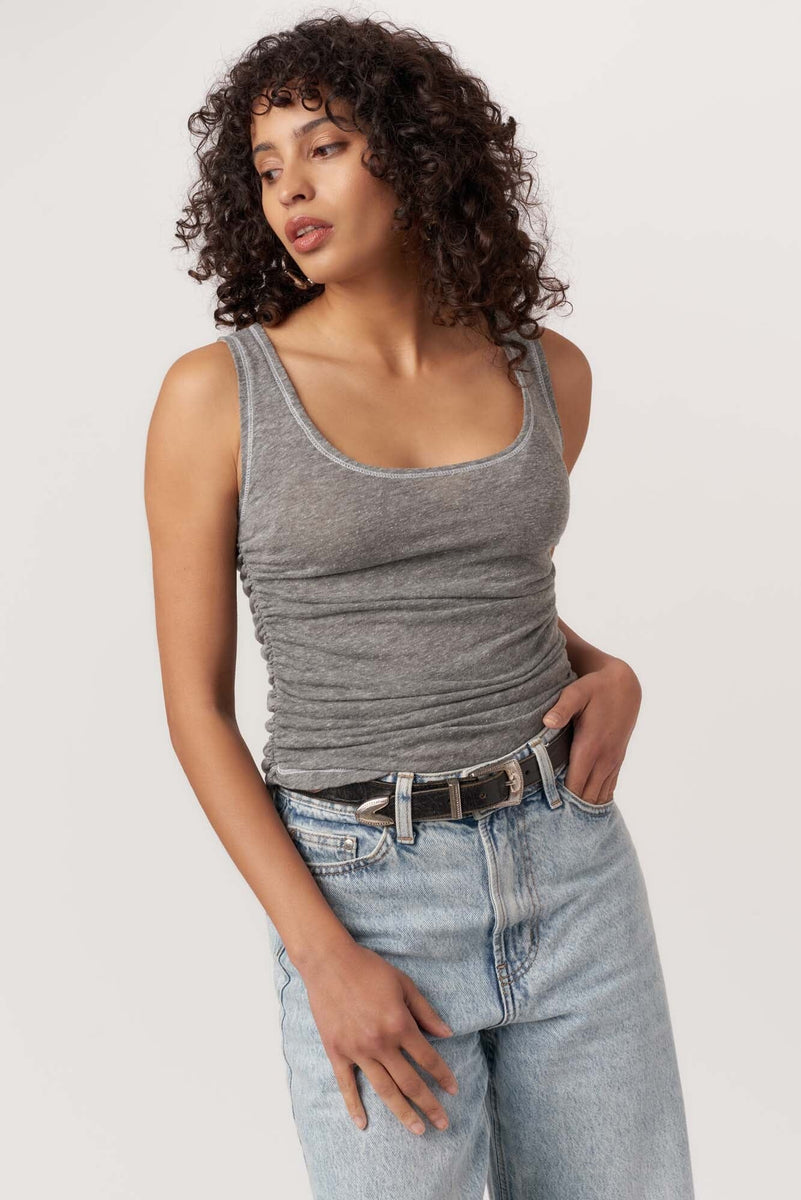 Women's Sleeveless Racerback Crop Tank Top - Premium Cotton, Medium (Heather Grey)