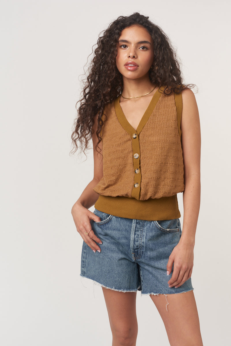 当日発送　S button layered knit tops Knit Shirt for Women