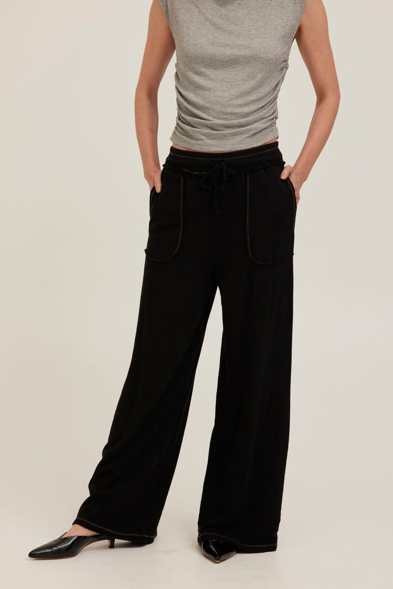 STCH ORIGINAL side gather stretch pants黒 Greene Heathered Contrast Stitch Pant – PROJECT SOCIAL T