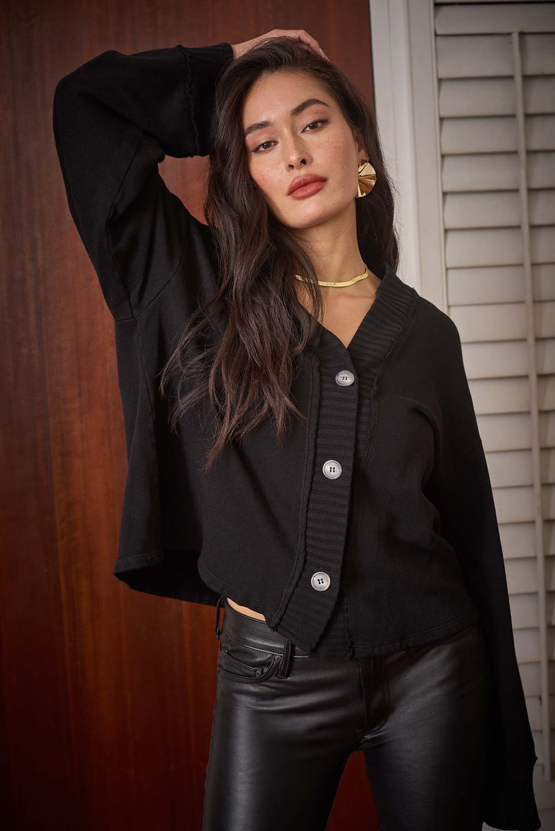 Romy Button Front Cardi - Black – PROJECT SOCIAL T