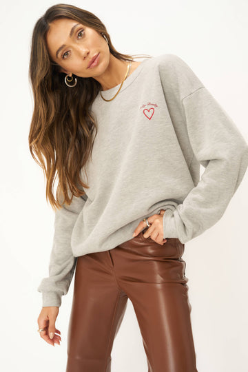 Achy Breaky Embroidered Sweatshirt in Heather Grey