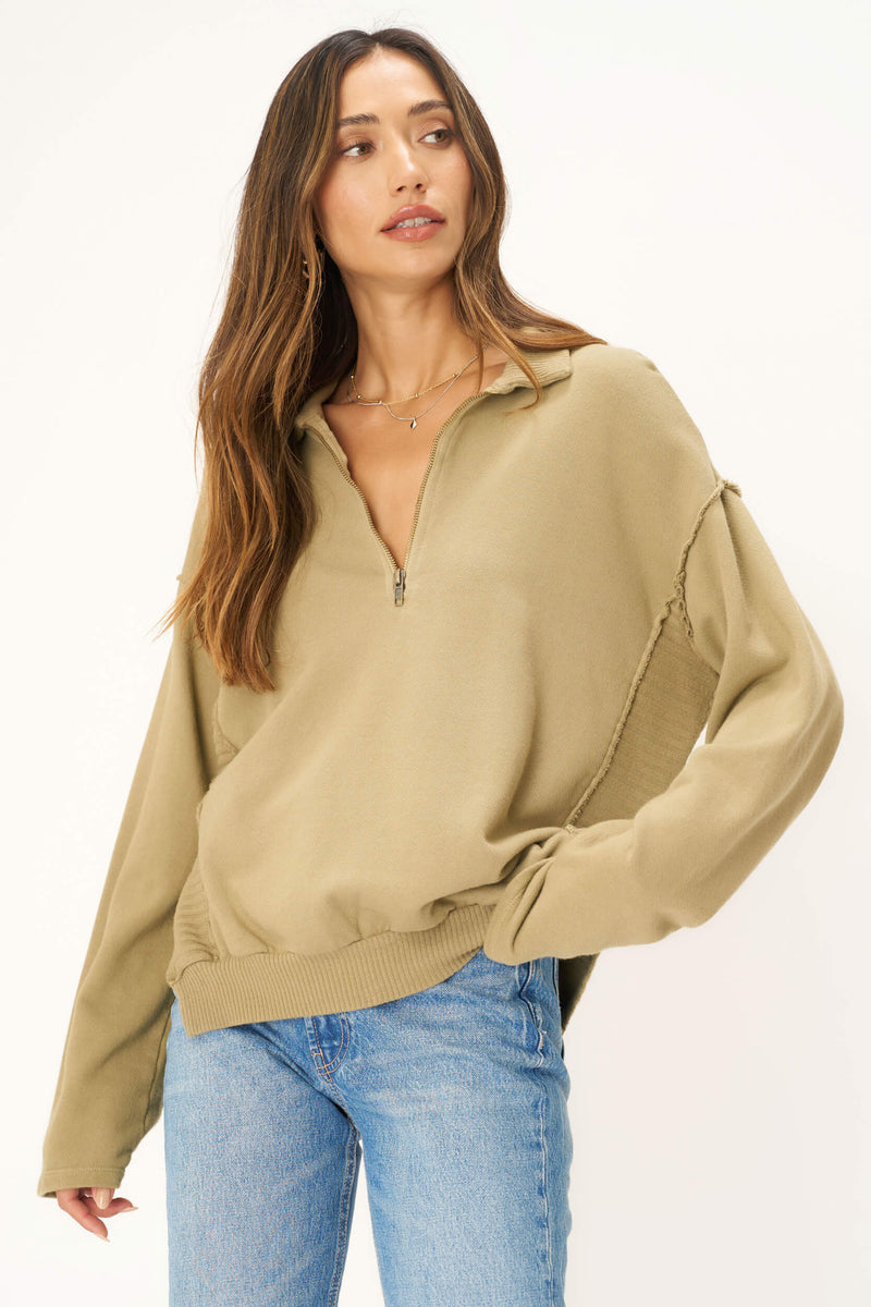 Oliver Collared Half Zip Sweatshirt - Tumbleweed – PROJECT SOCIAL T