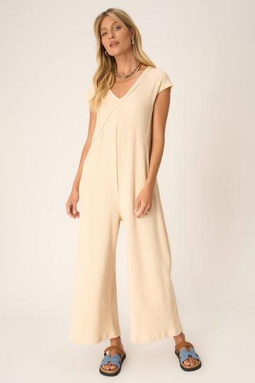 See Me Seamed Pointelle Jumpsuit in Chalk
