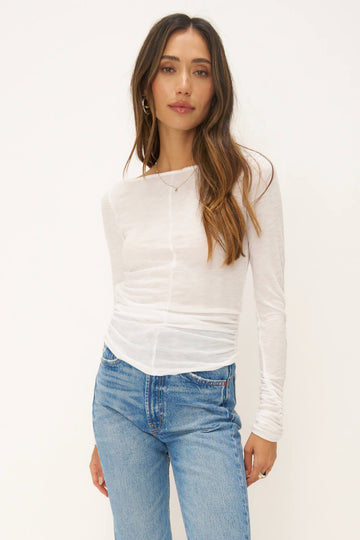 Starry Haze Ruched Long Sleeve in White