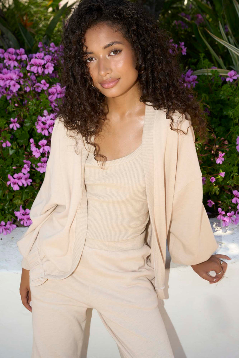 Warming Up Fleece Open Front Cardi - Mother of Pearl – PROJECT