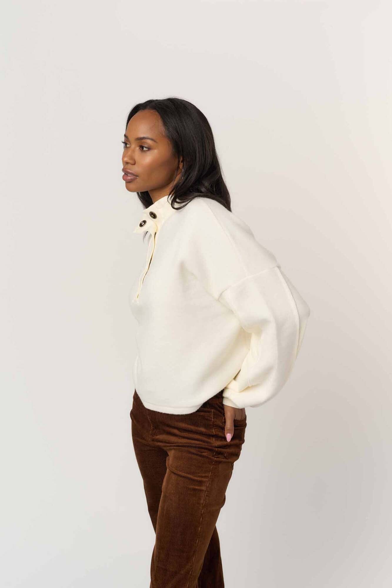 Saturn Mixed Fleece Henley Sweatshirt – PROJECT SOCIAL T
