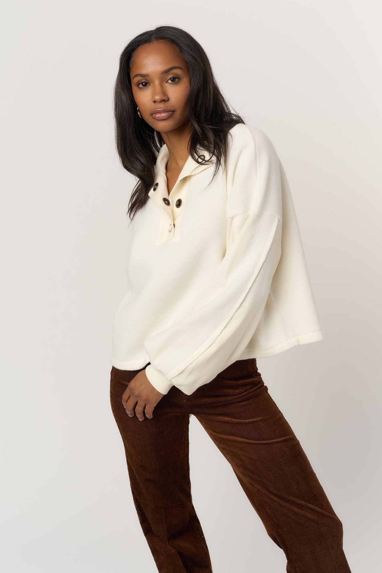 Saturn Mixed Fleece Henley Sweatshirt – PROJECT SOCIAL T