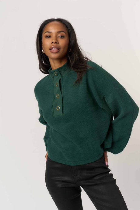 Saturn Mixed Fleece Henley Sweatshirt SWEATSHIRT Project Social T 