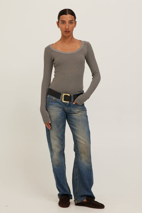 What's The Scoop Washed Rib Long Sleeve Tops Long Sleeve Project Social T 