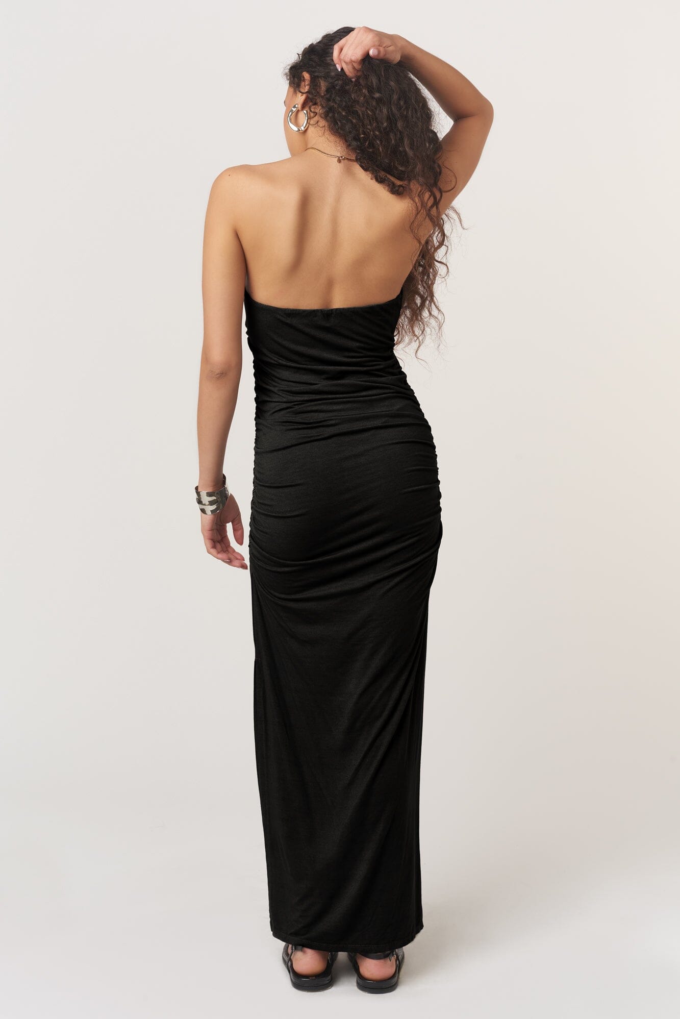 Nala Strapless Side Ruched Dress Black / Xs Nala Strapless Side Ruched Dress Black / Xs