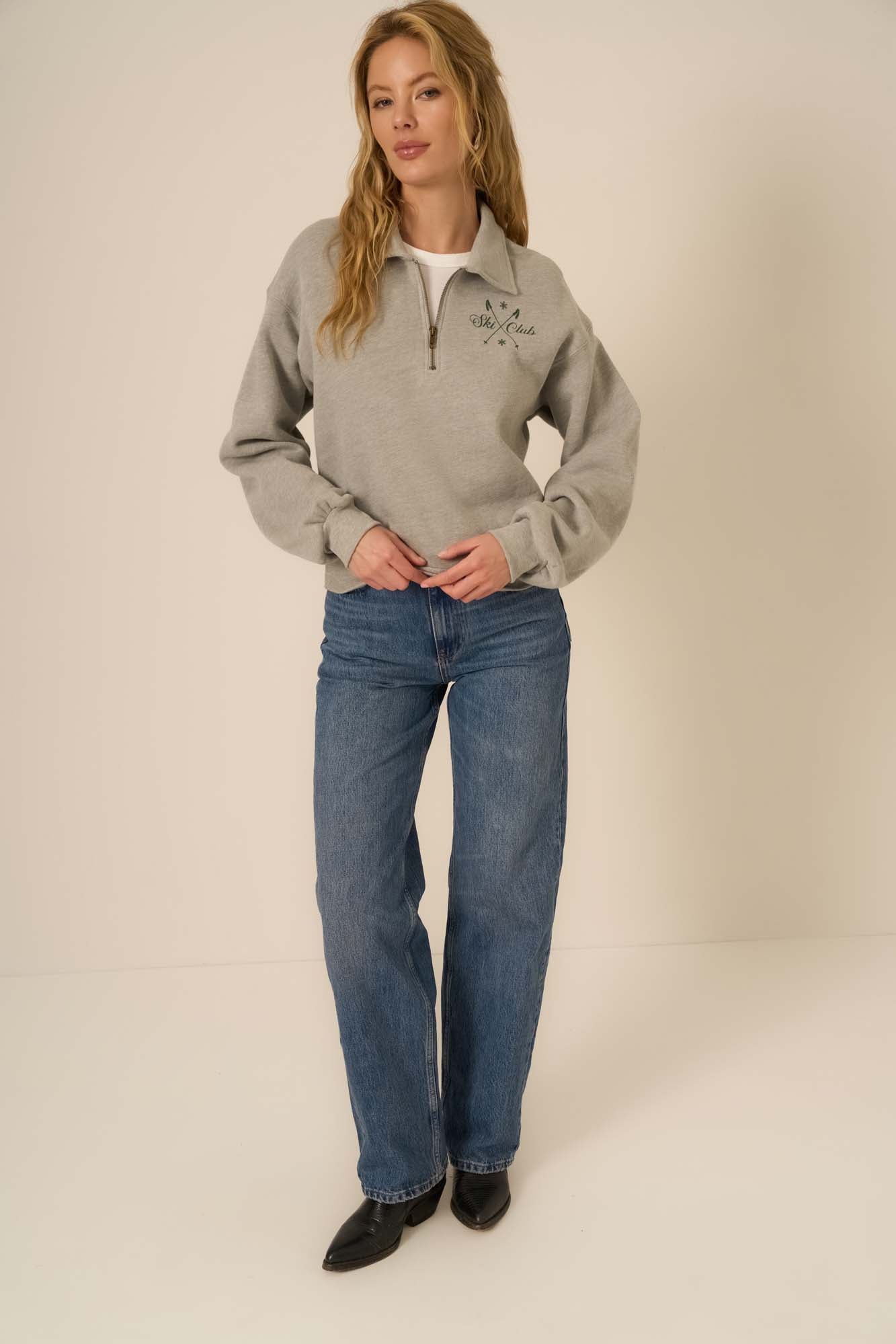 Ski Club Half Zip Sweatshirt - Heather Grey – PROJECT SOCIAL T
