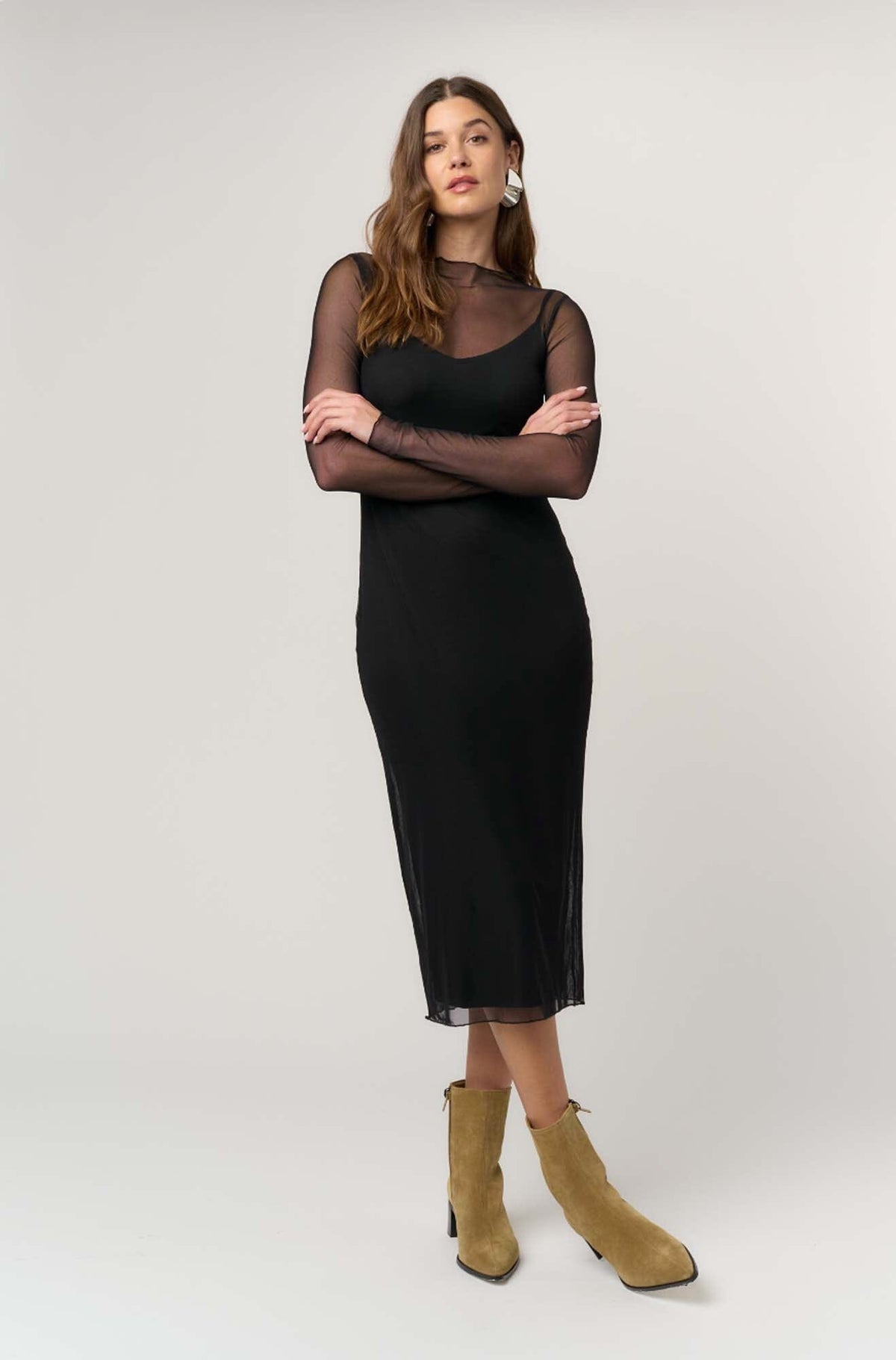 nibber mesh dress Shibon Layered Black / XS fit silhouette highlights feminine Size:X Bathing Suit Casual Fashion For Short