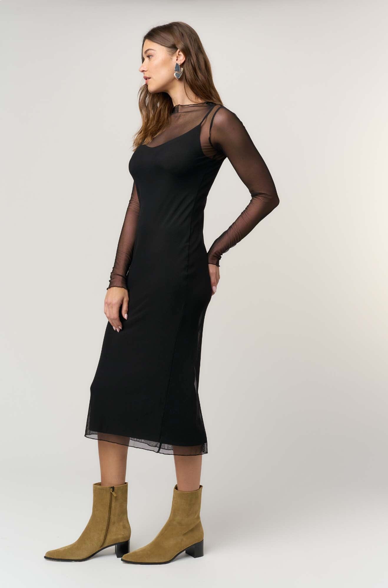 Shibon Layered Mesh Dress Black / XS by Project Social T