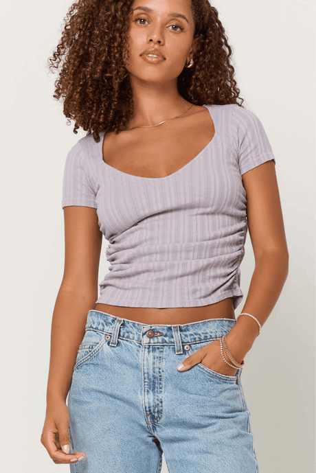 Dylana Pointelle Sweetheart Neck Tee TEE Project Social T 