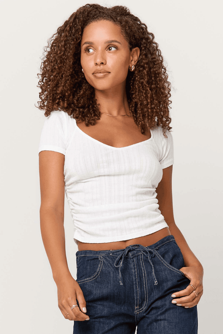 Dylana Pointelle Sweetheart Neck Tee TEE Project Social T 