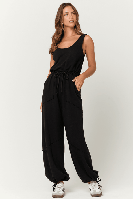 Journey Tie Front Terry Jumpsuit JUMPSUITS Project Social T 