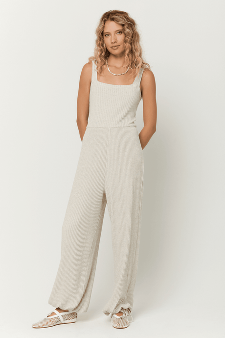 Mañana Button Back Rib Jumpsuit JUMPSUITS Project Social T 