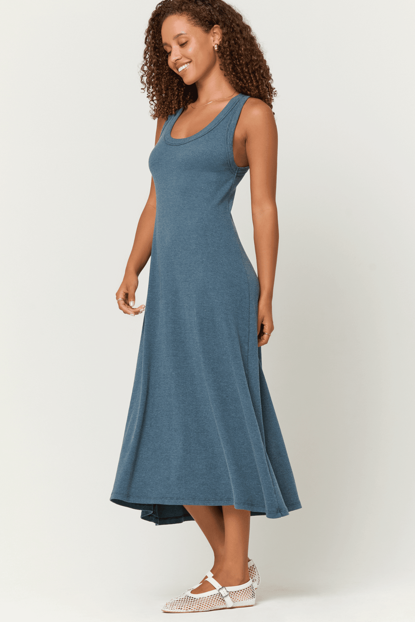 Yuma Scoop Neck Rib Tank Dress Blue Pine / M by Project Social T Yuma Scoop Neck Rib Tank Dress Blue Pine / M by Project Social T