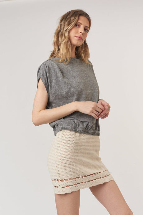 Estelle Heathered Pleated Shoulder Tee TEE Project Social T 