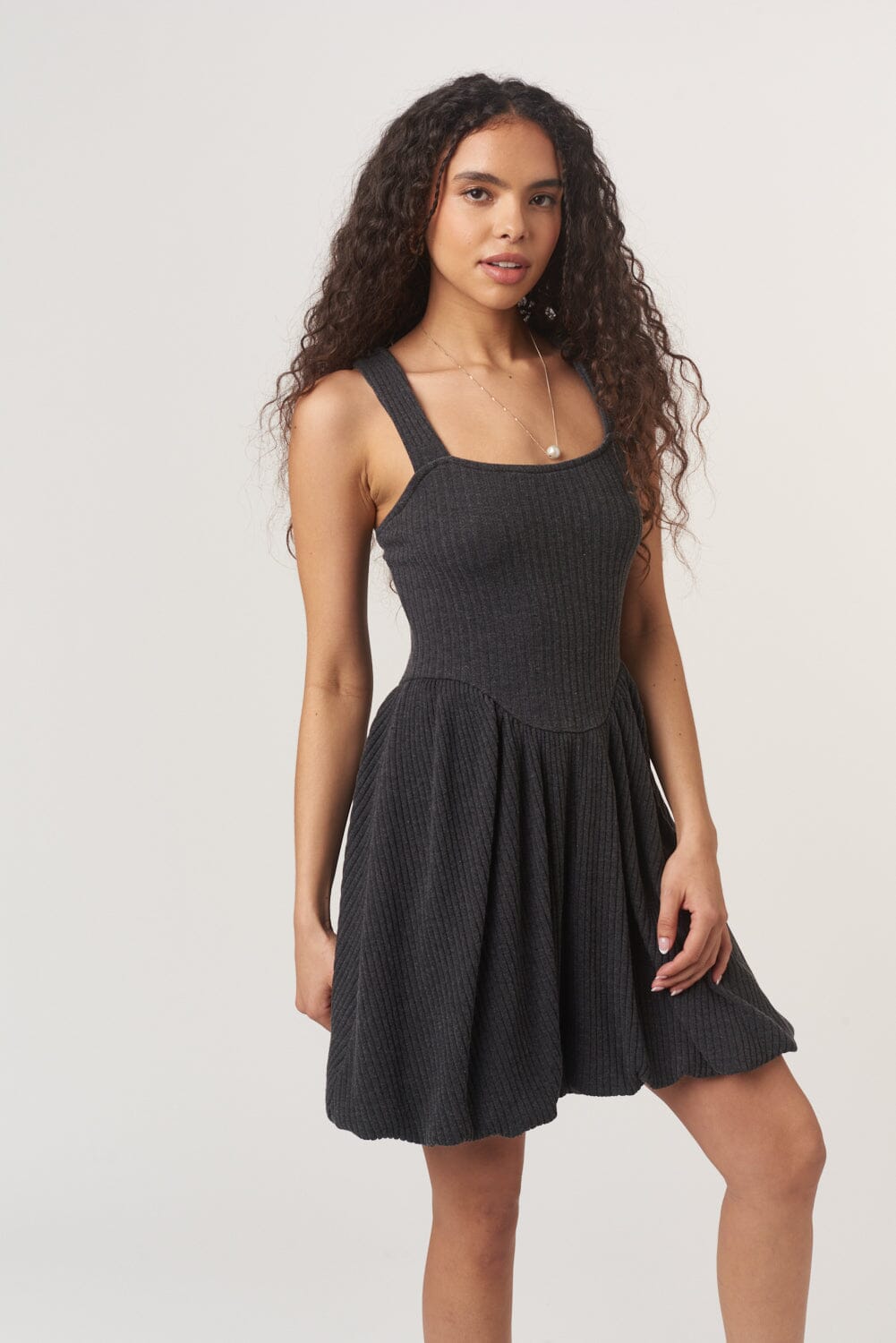 Femme Fatale Rib Bubble Dress Black / L by Project Social T Femme Fatale Rib Bubble Dress Black / L by Project Social T