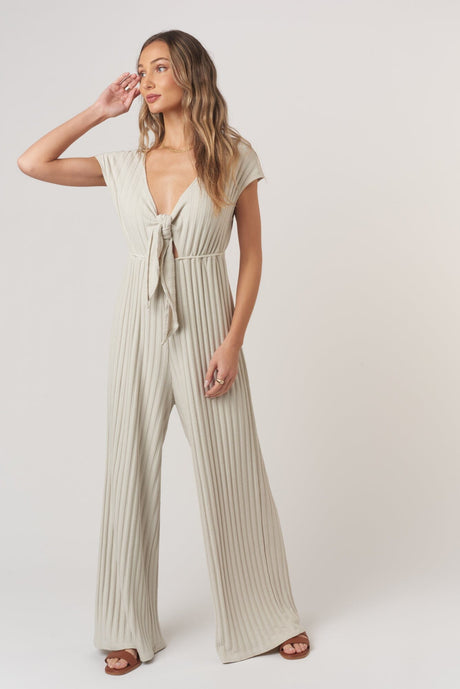 Lowa Tie Front Rib Jumpsuit JUMPSUITS Project Social T 
