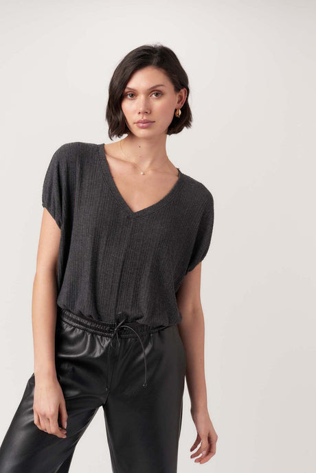 Cerise V-Neck Bubble Rib Tee TEE Project Social T 