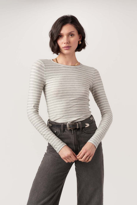 Over and Out Striped Crew Long Sleeve LONG SLEEVE Project Social T 