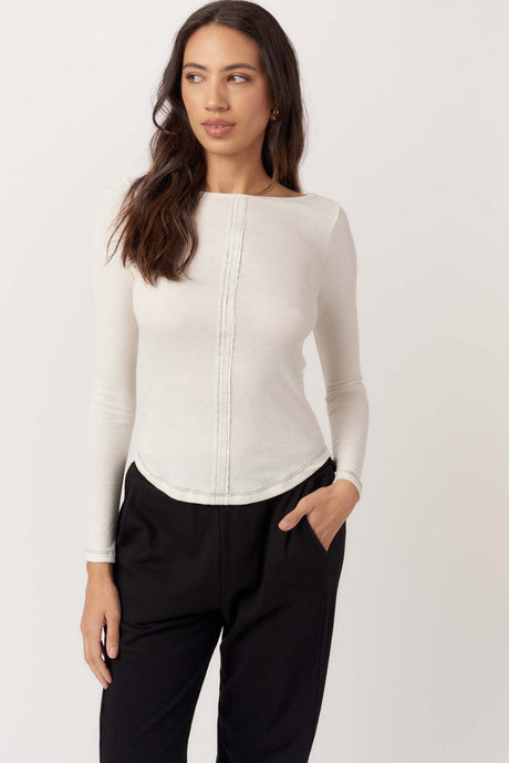 Yoko Seamed Boatneck Rib Long Sleeve LONG SLEEVE Project Social T 