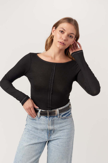 Yoko Seamed Boatneck Rib Long Sleeve LONG SLEEVE Project Social T 