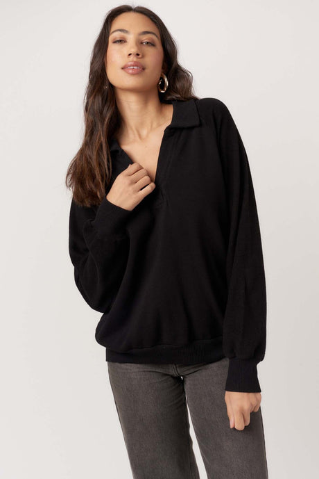 Mari Mixed Fleece Collared Pullover SWEATSHIRT Project Social T 