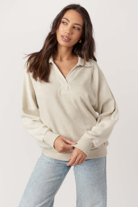 Mari Mixed Fleece Collared Pullover SWEATSHIRT Project Social T 