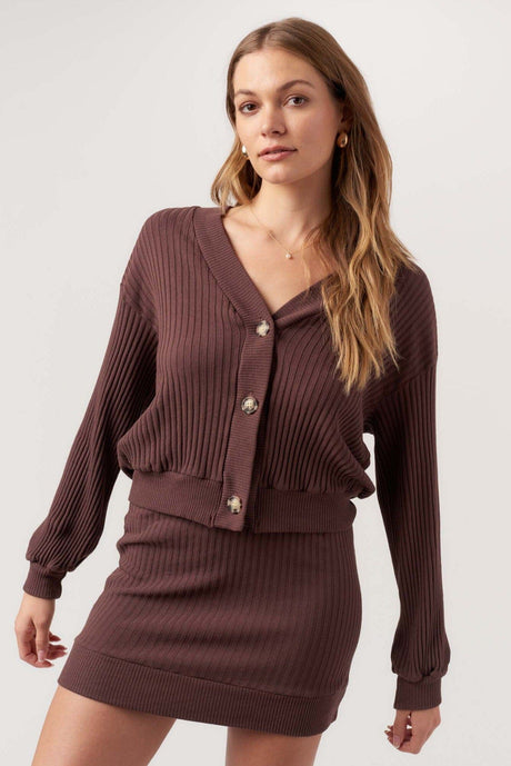 Heart Throb Button Front Sweater Rib Cardi CARDIGAN Project Social T 