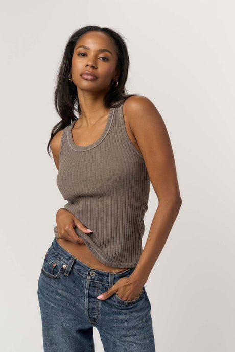 Nadia Lurex Thread Scoop Neck Rib Tank TANK Project Social T 