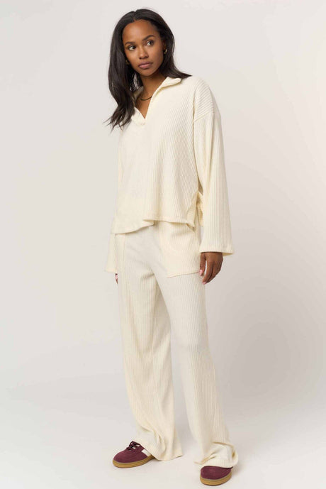 Shea Brushed Rib Wide Leg Pant Bottoms Lounge Project Social T 