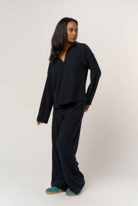 Shea Brushed Rib Collared Pullover Tops Lounge Project Social T 