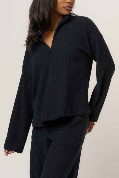 Shea Brushed Rib Collared Pullover Tops Lounge Project Social T 