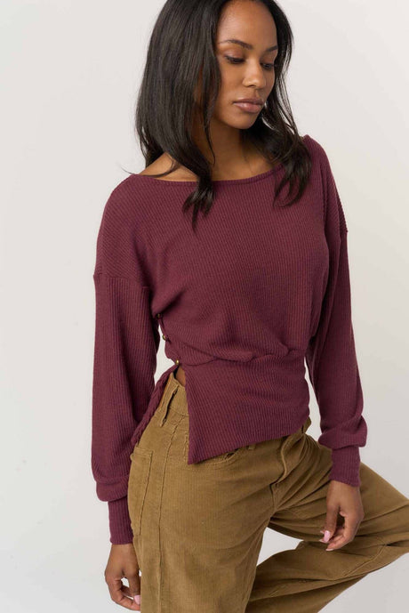 Sydney Brushed Rib Pullover LONG SLEEVE Project Social T 