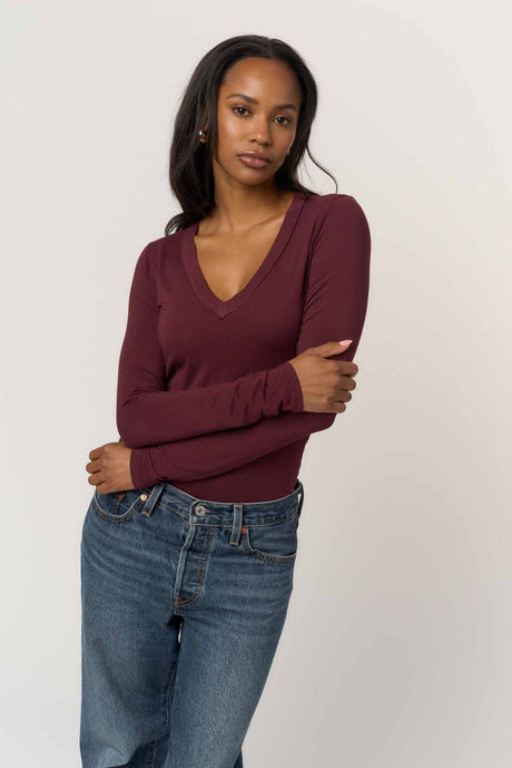 Solace V-Neck Long Sleeve Tops Long Sleeve Project Social T 