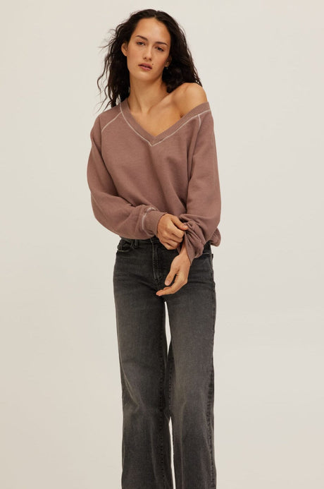 Cambridge Contrast Stitch V-Neck Sweatshirt SWEATSHIRT Project Social T 