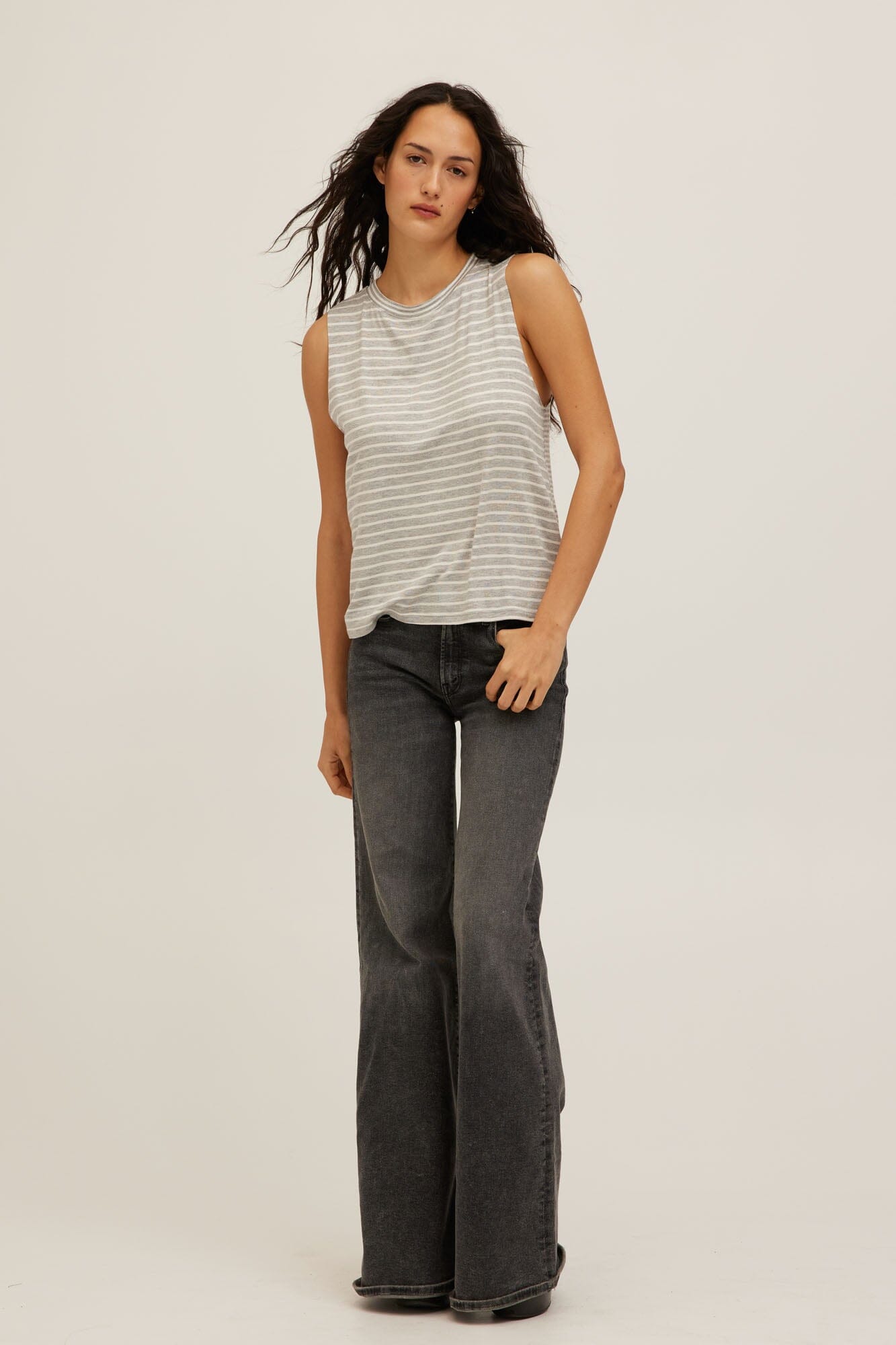 Extra Mixed Stripe Tank - Heather Grey Ivory Stripe – PROJECT SOCIAL T