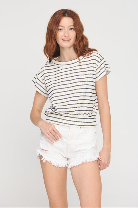 Osper Ivory Textured Stripe Tee Tops Tee Project Social T 