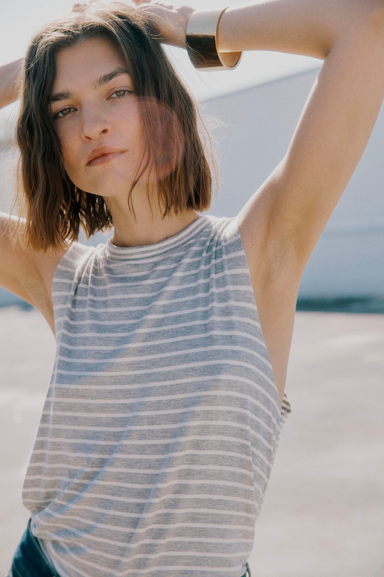 Extra Mixed Stripe Tank - Heather Grey Ivory Stripe – PROJECT SOCIAL T