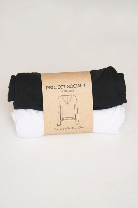 Mae Textured Relaxed V-Neck Long Sleeve LONG SLEEVE Project Social T 