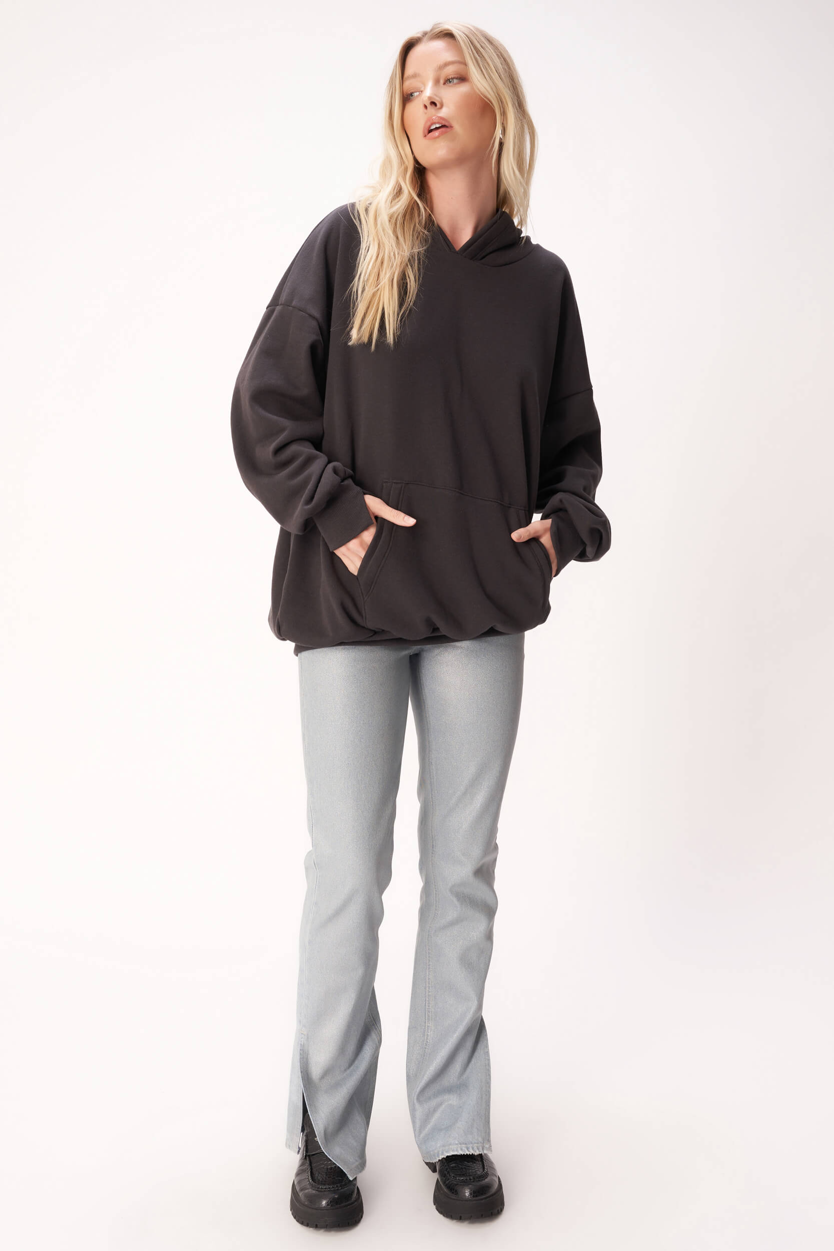 Washed black oversized hoodie cheap