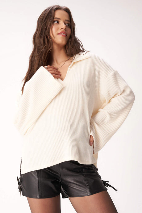 Raven Collared Cozy Rib Long Sleeve LONG SLEEVE Project Social T 