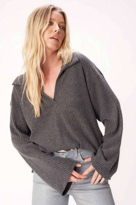 Raven Collared Cozy Rib Long Sleeve LONG SLEEVE Project Social T 
