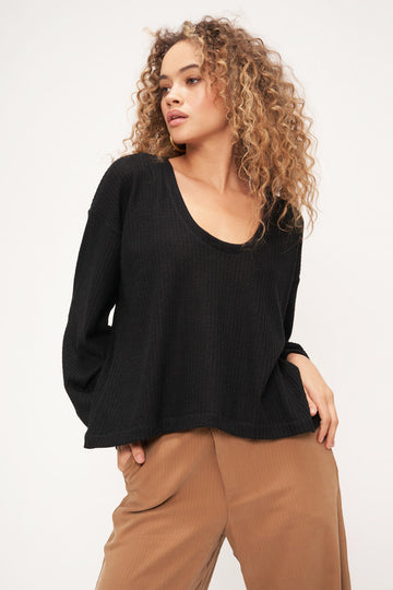 Arvin Brushed Thermal Long Sleeve in Black
