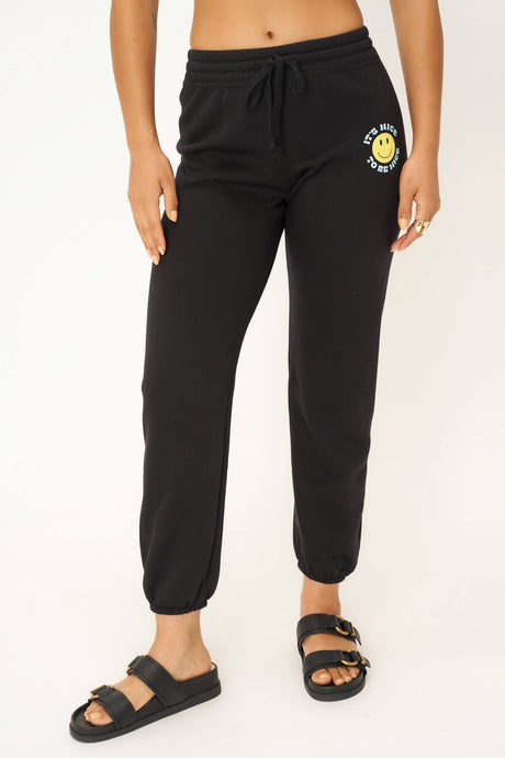 Be Nice Smiley Jogger in Black