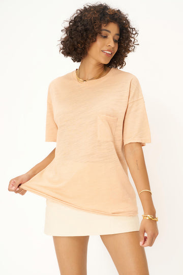 Beck Slub Pocket Tee in Apricot Quartz