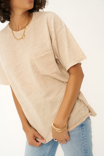 Beck Slub Pocket Tee in Oyster Beige